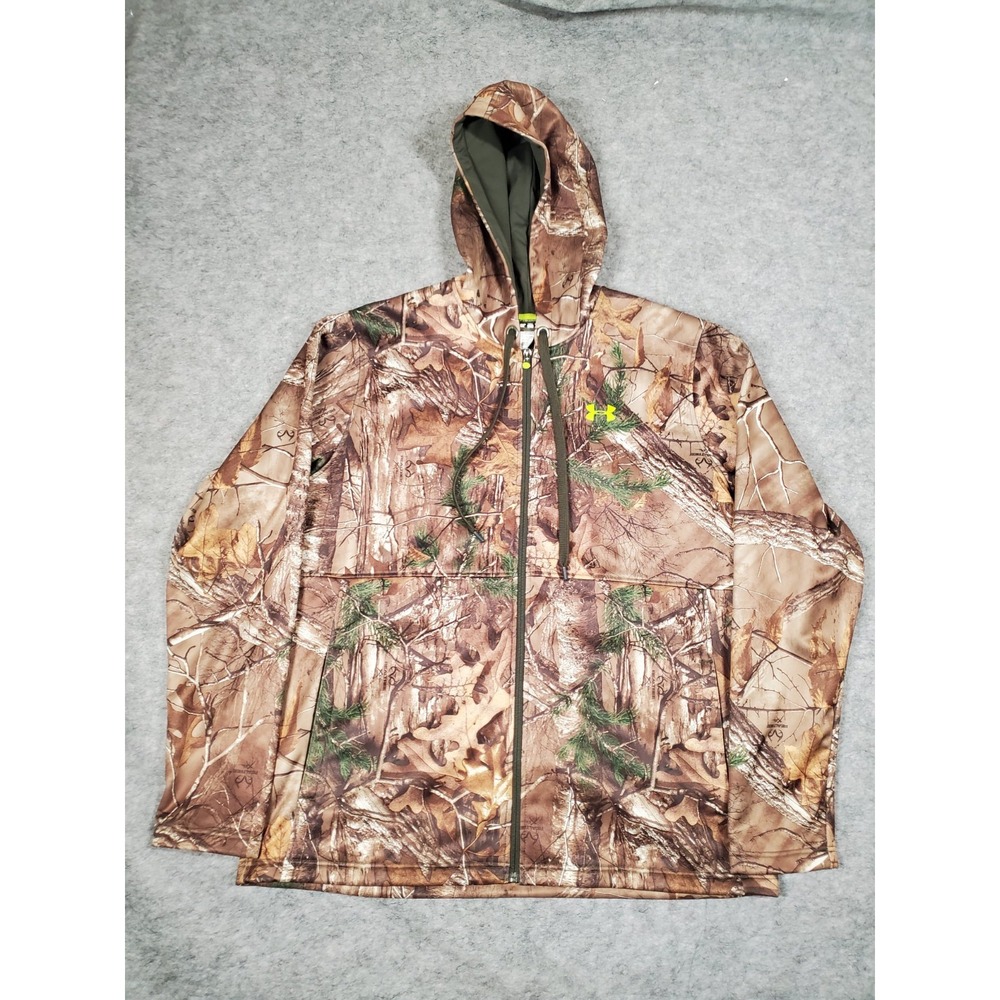 Under Armour Infrared Camo Hooded Barrier Jacket Realtree 2XL Hunting Hiking EUC